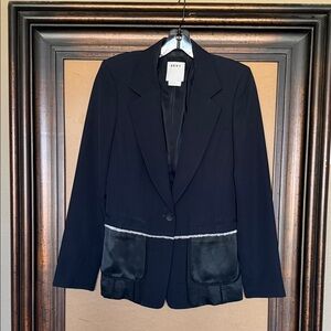 DKNY Women's Navy Blazer with Satin Accents
